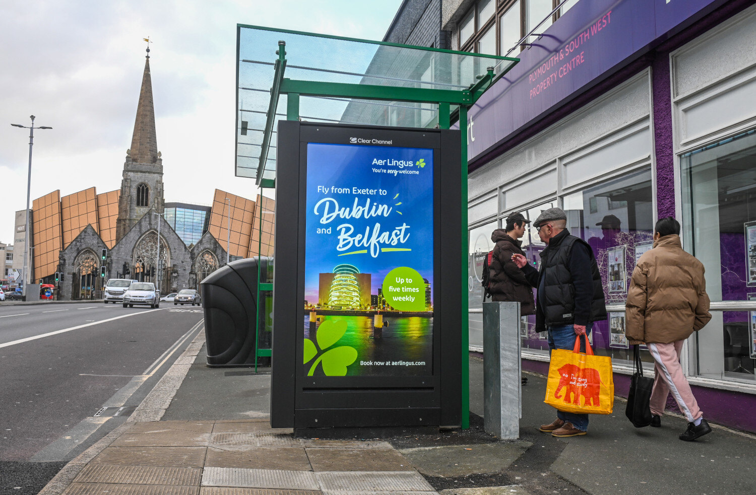 Exeter Airport ad campaign on an Adshel Live screen